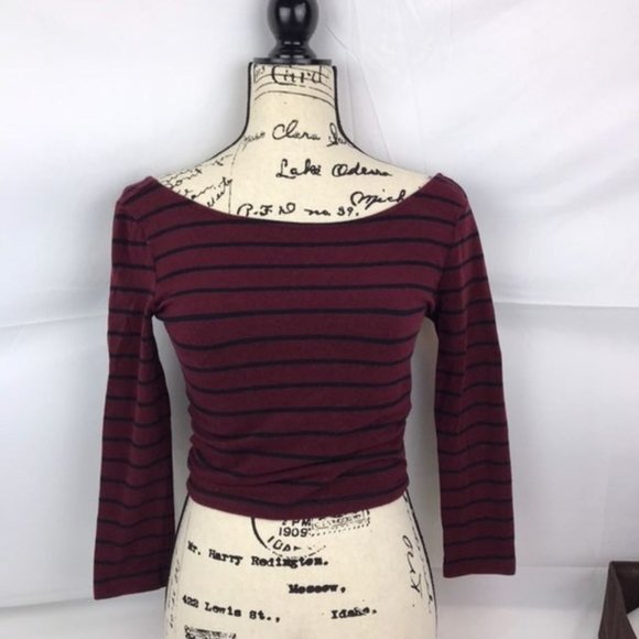 Forever 21 Tops - Forever 21 burgandy stripped crop top